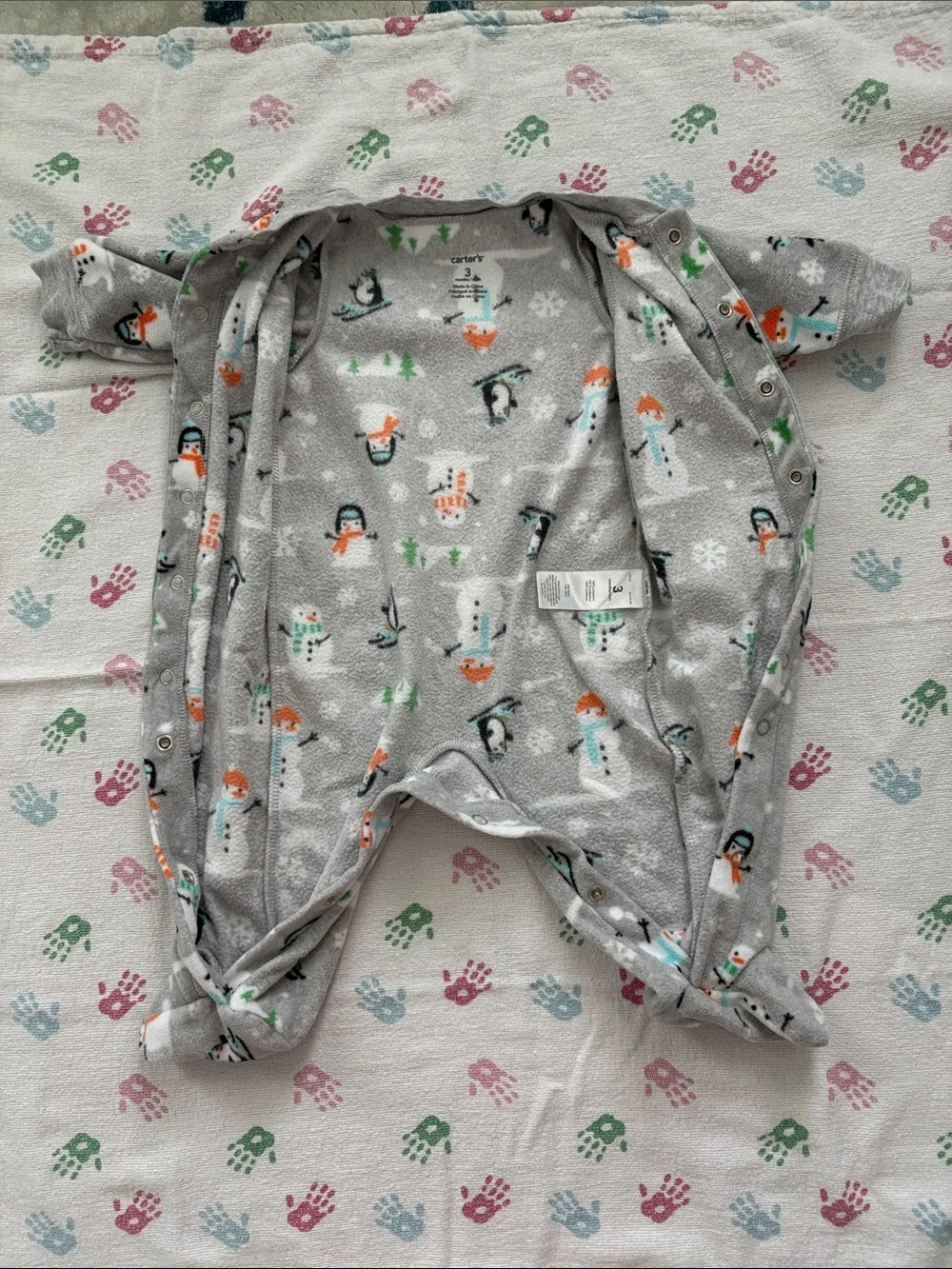 5for25  | Cozy Grey Carter’s Snowman & Penguin Fleece Footie Pajamas